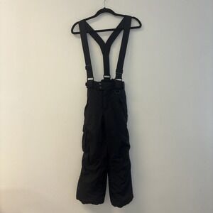 Sport Essentials Snow Pants Kids Youth Sz 8 Suspender Ski Pants Black Solid Adju